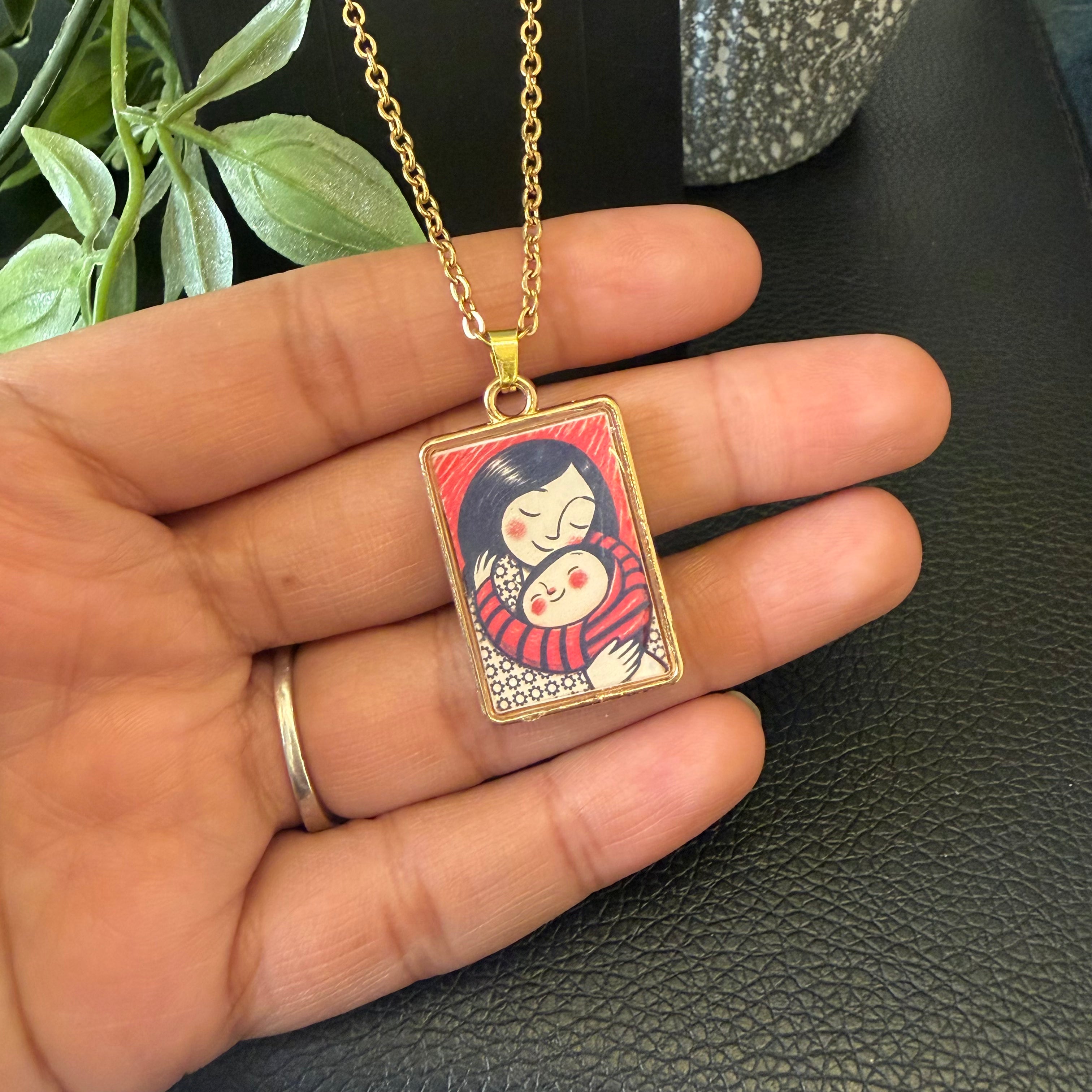 Mother’s Love Resin Pendant Necklace