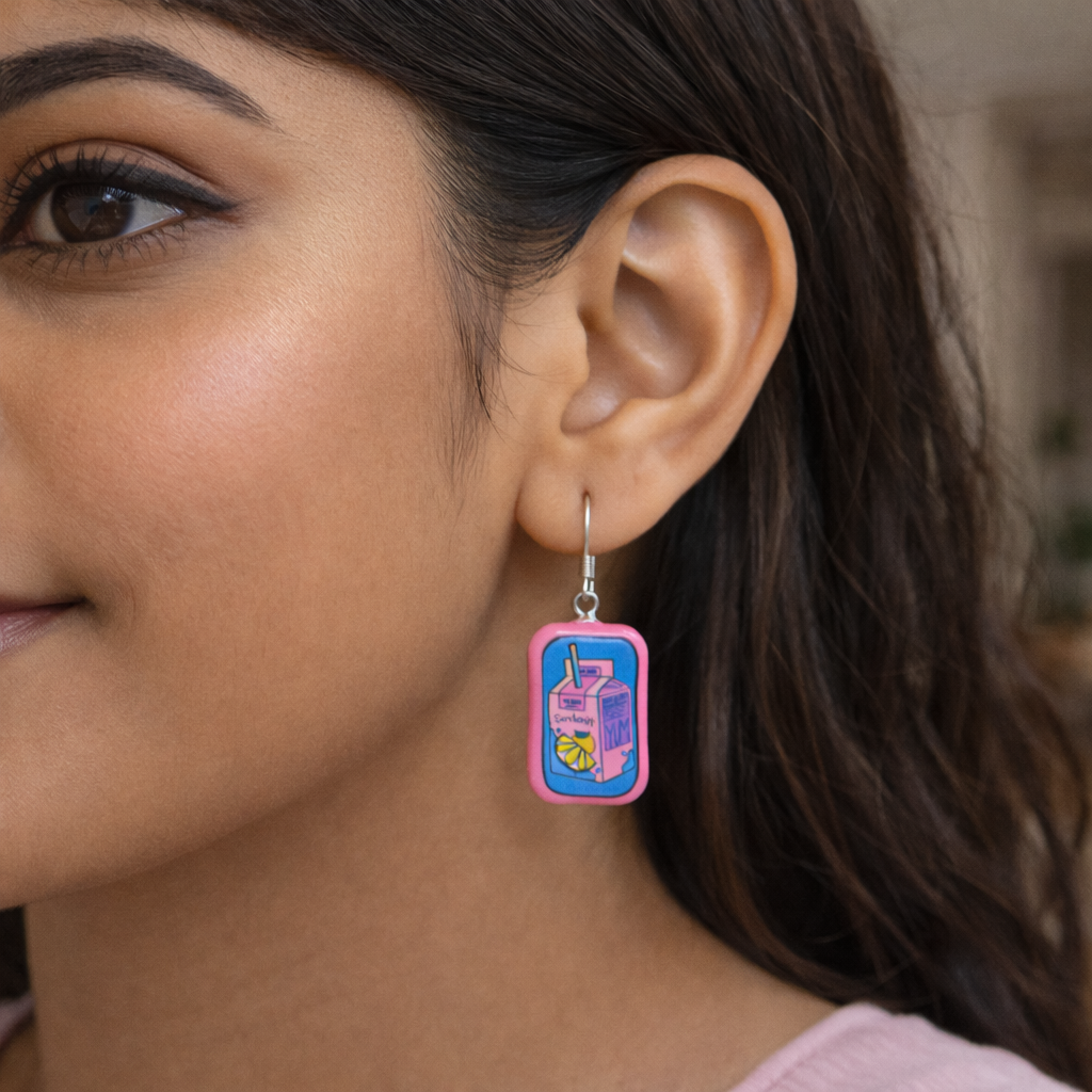 Juice Box Dangle Earring - Quirky Jewellery