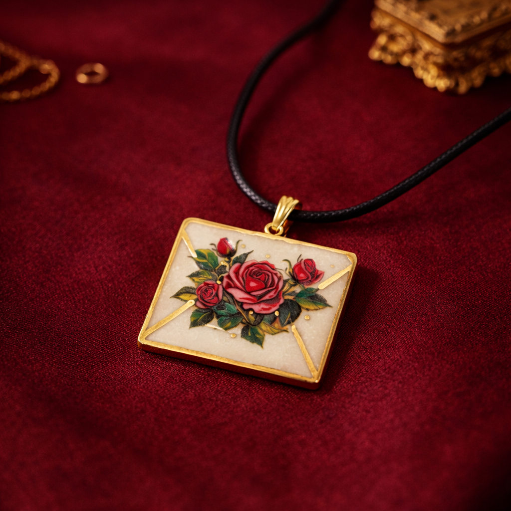Love Letter Rose Pendant (Valentine Collection) - Quirky Jewellery