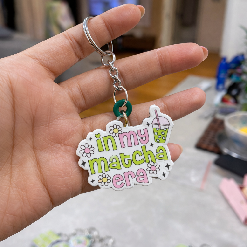 “In My Matcha Era” Resin Keychain - Quirky Jewellery