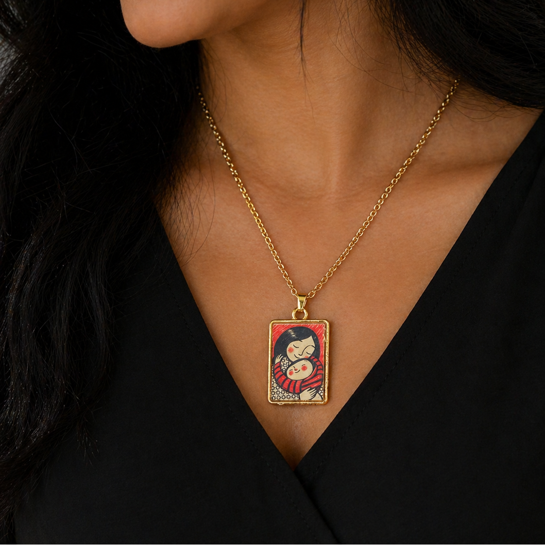 Mother’s Love Resin Pendant Necklace