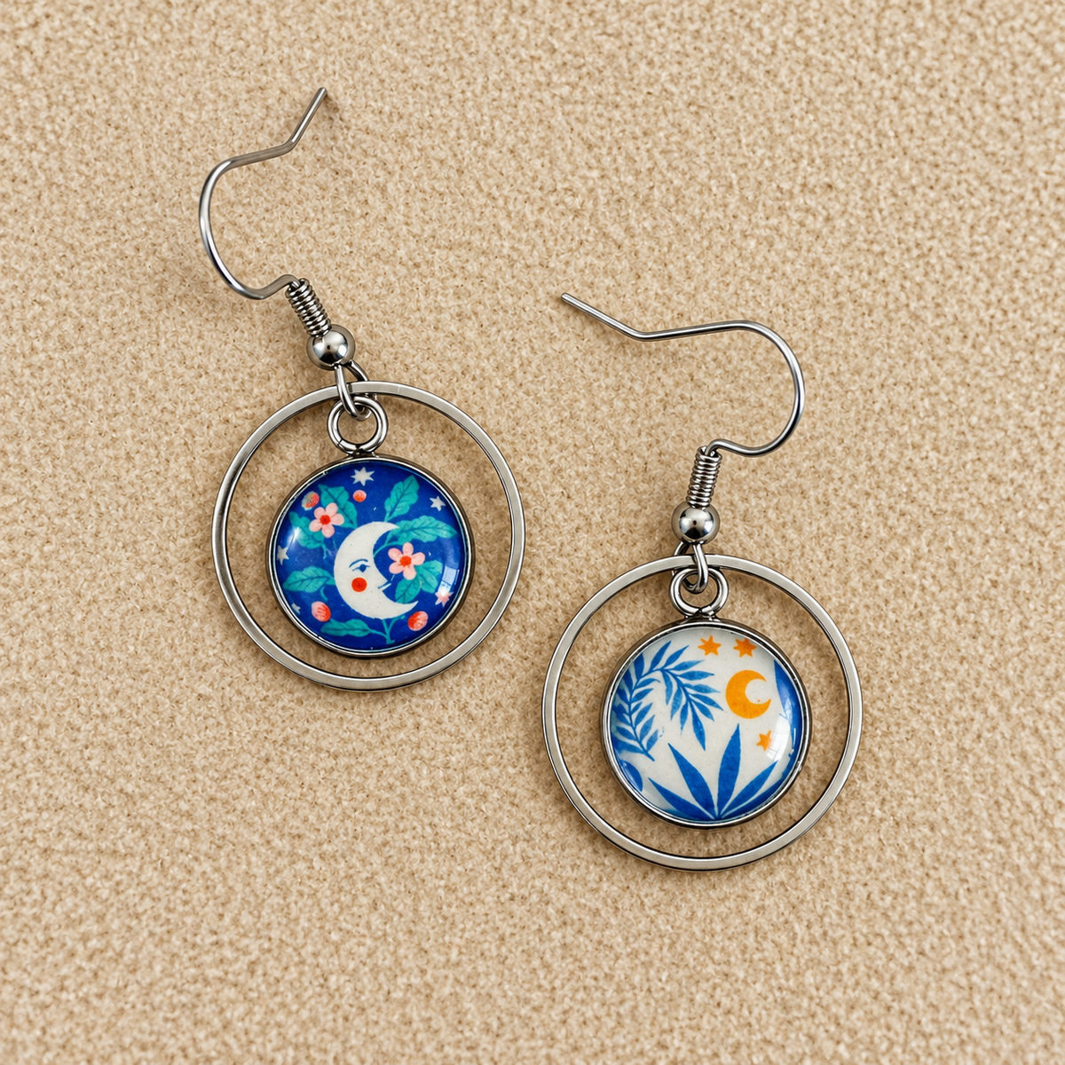 Celestial Garden Silver Stainless Steel Earrings (AT01)