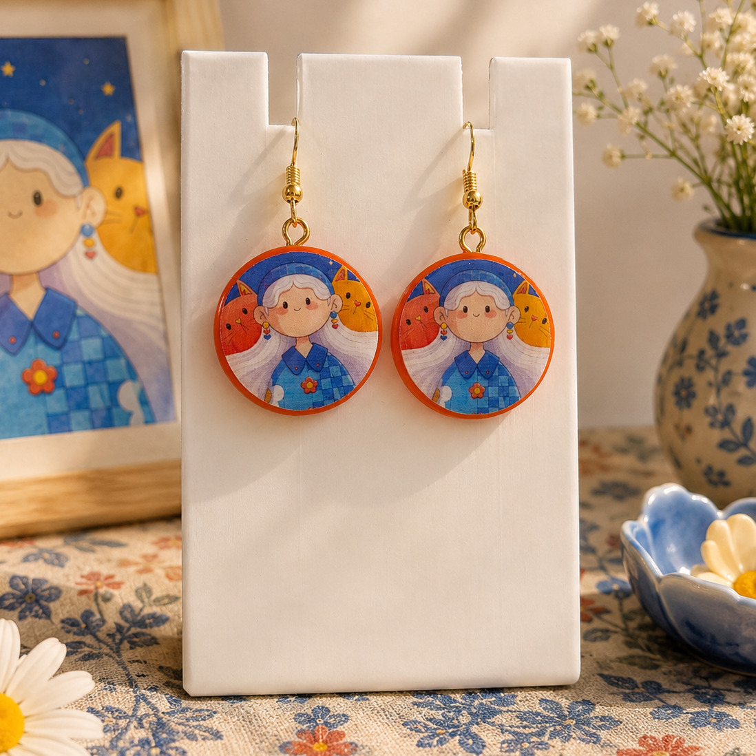 Cute cat companions Quirky Earring
