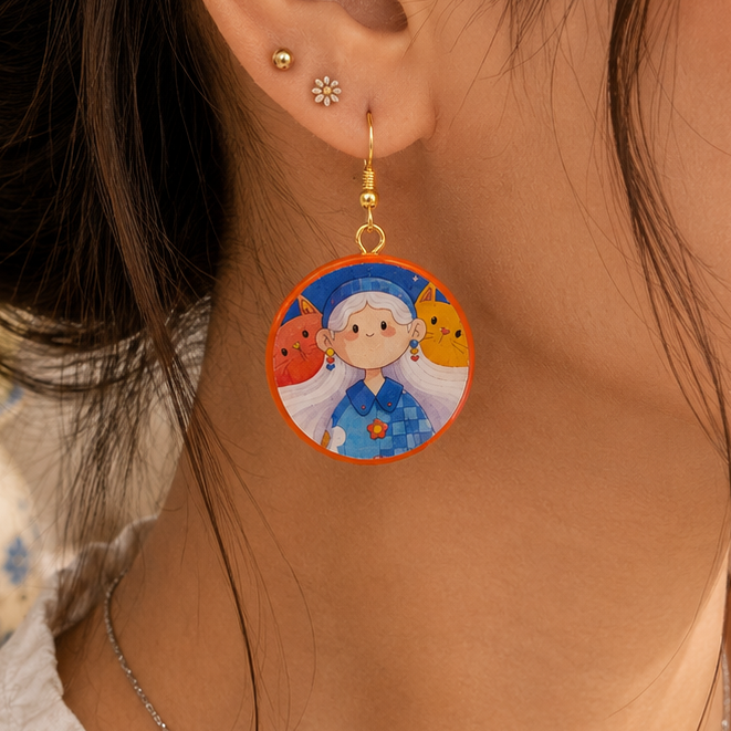 Cute cat companions Quirky Earring