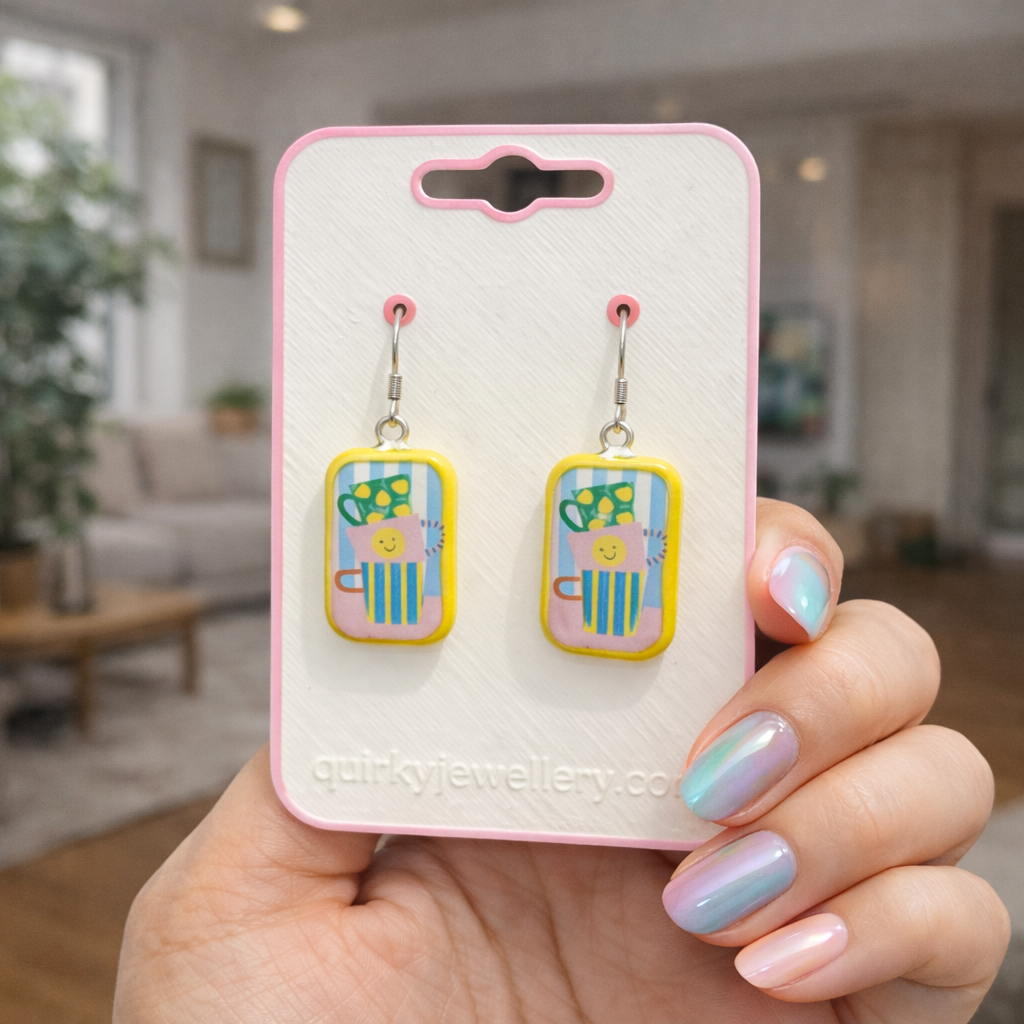 Quirky Stack of Cups Dangle Earring - Quirky Jewellery