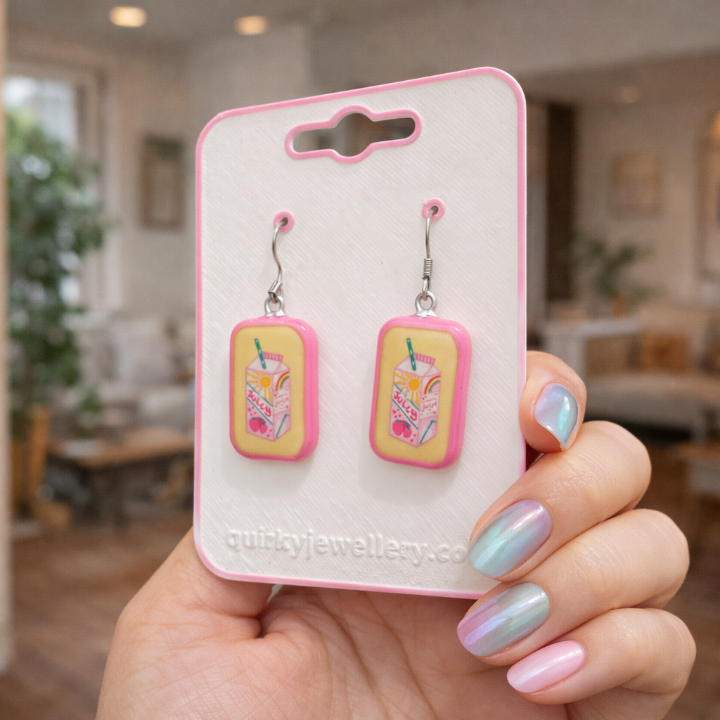Quirky Juice Box Dangle Earring - Quirky Jewellery