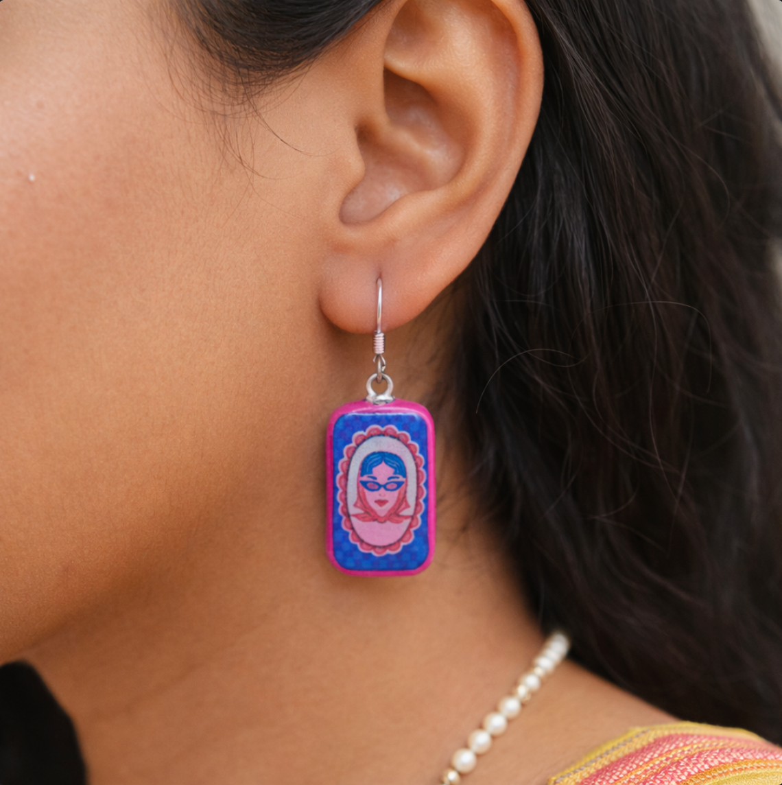 Bold Portrait Pop Dangle Earrings - Quirky Jewellery