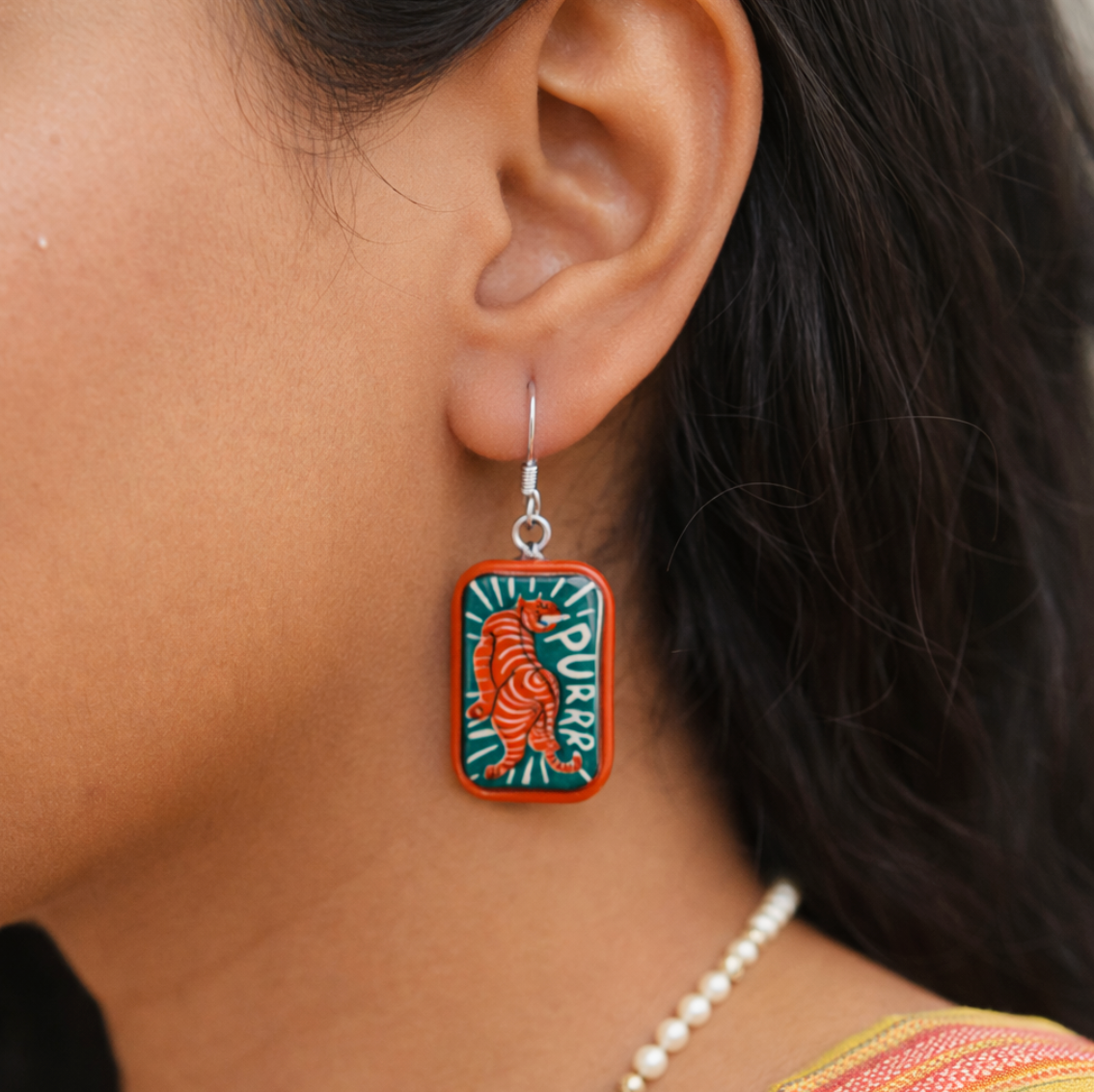 Purrr Tiger Dangle Earrings - Quirky Jewellery