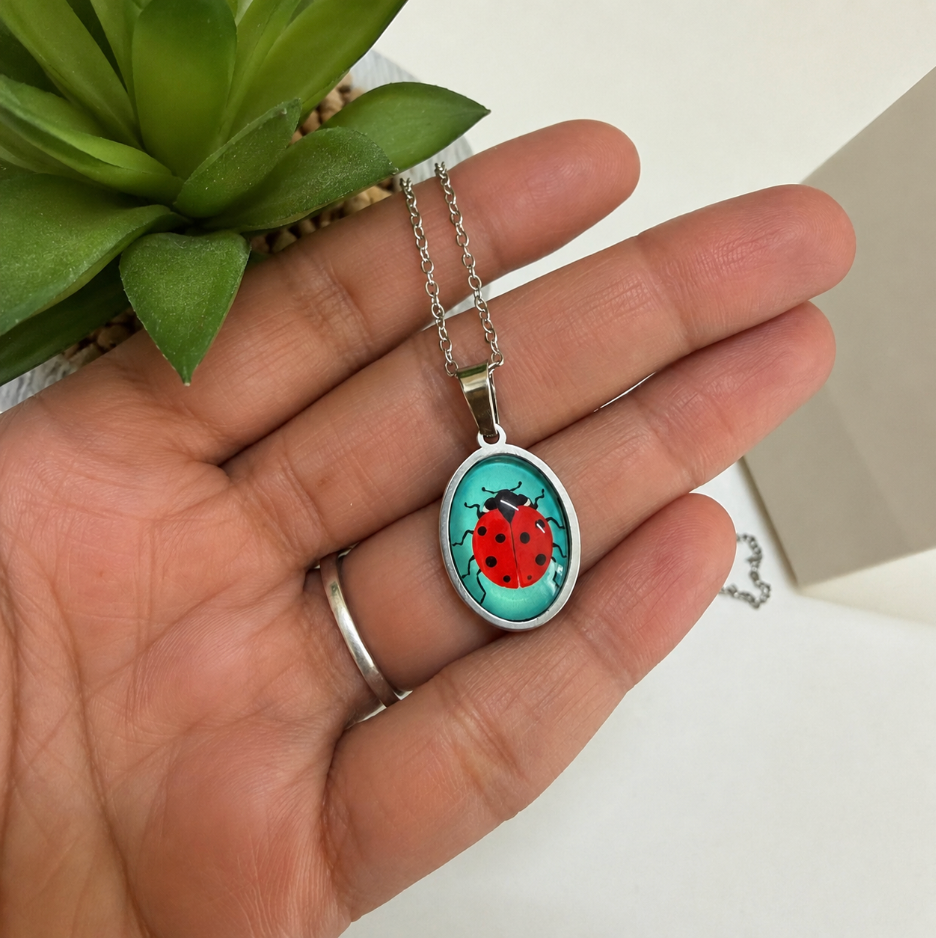 Mystical Lady Bug Silver Chain - 45cms (Anti Tarnish)