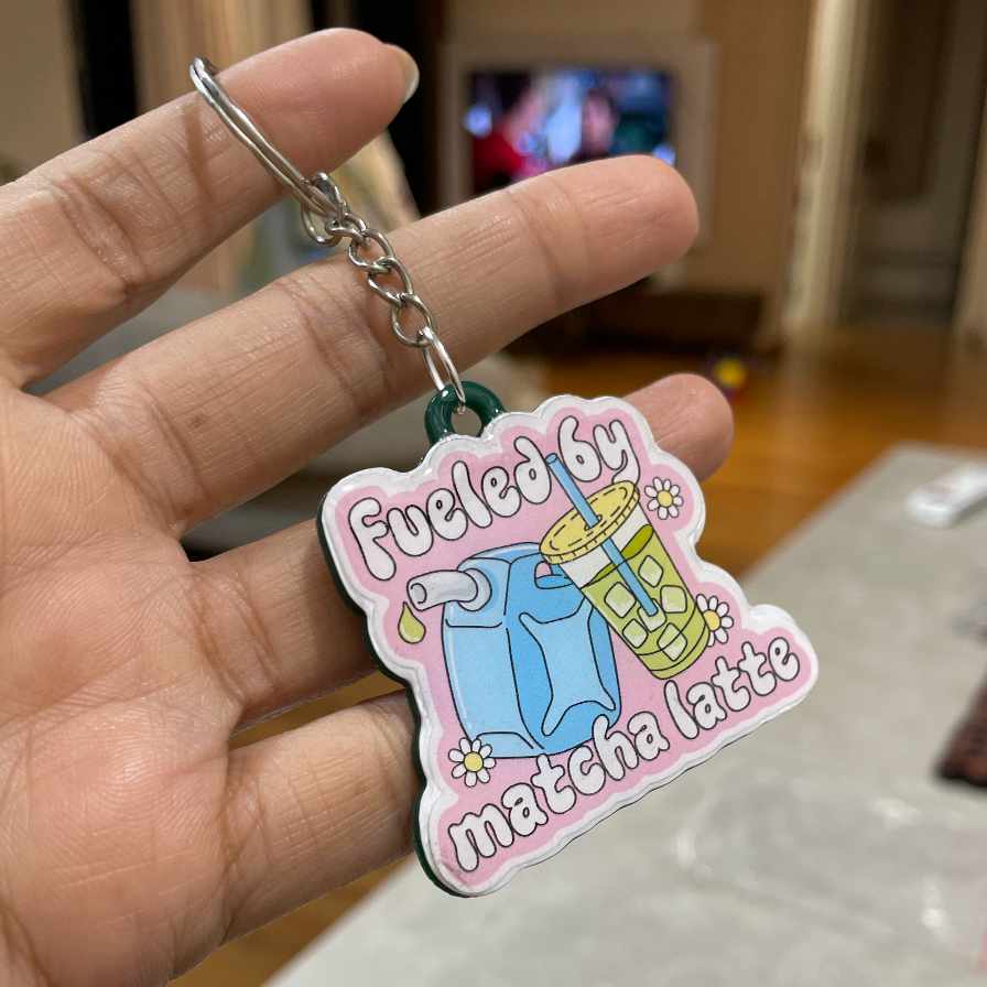 Fueled By Matcha Latte Resin Keychain - Quirky Jewellery