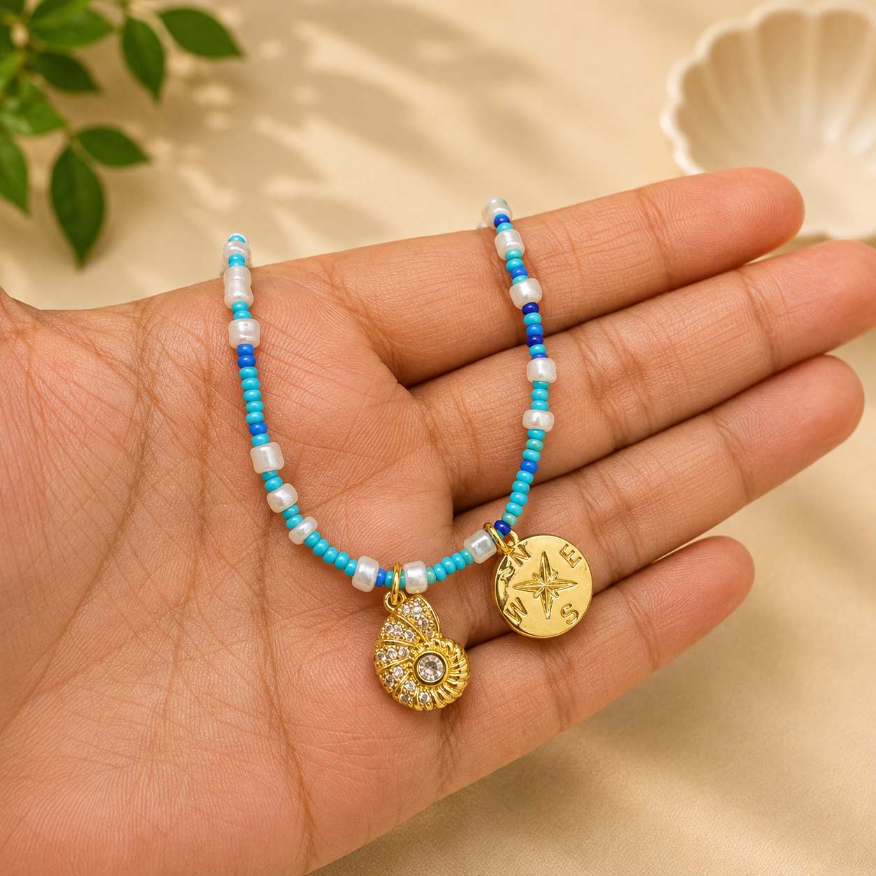 Seed Bead Coastal Compass Choker 🌊🧭.