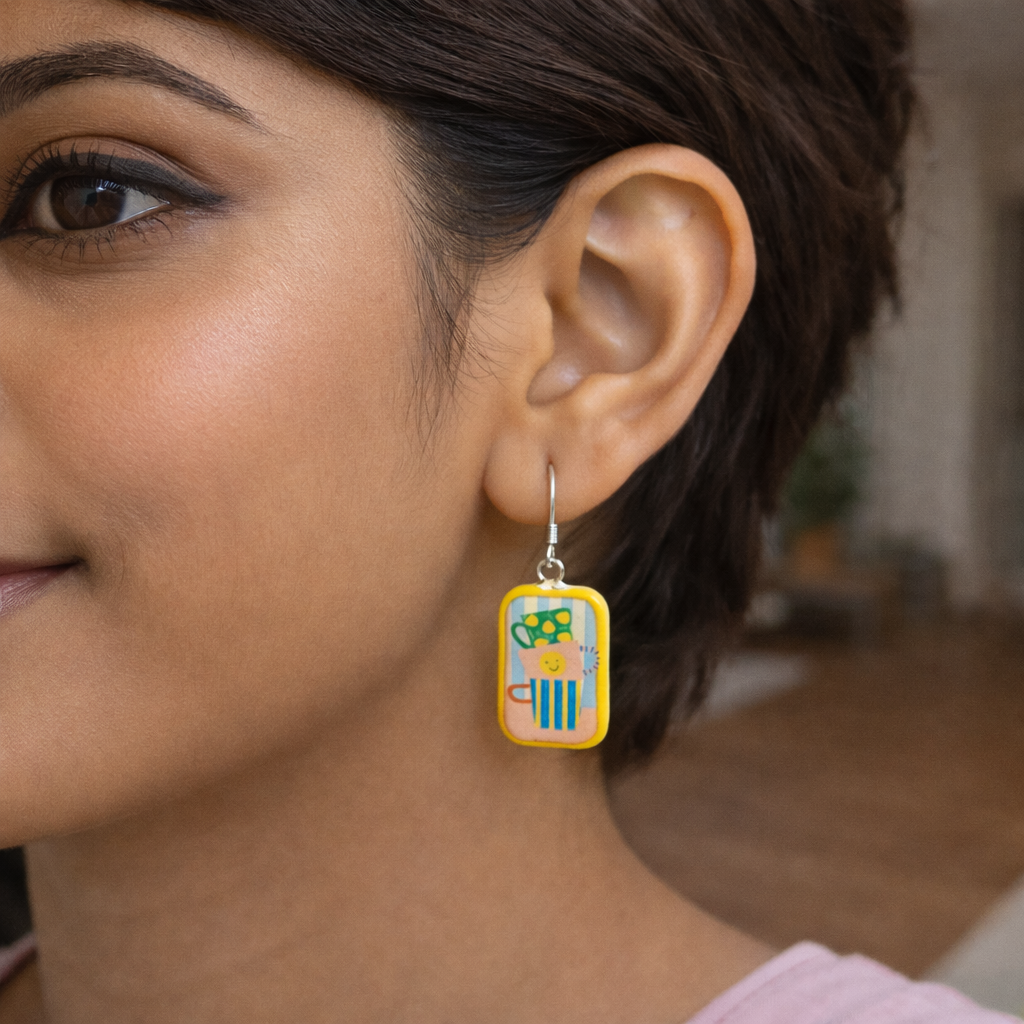 Quirky Stack of Cups Dangle Earring - Quirky Jewellery