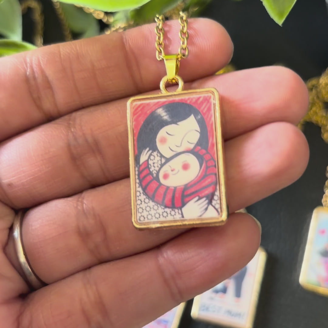 Load video: Mother’s Love Resin Pendant Necklace