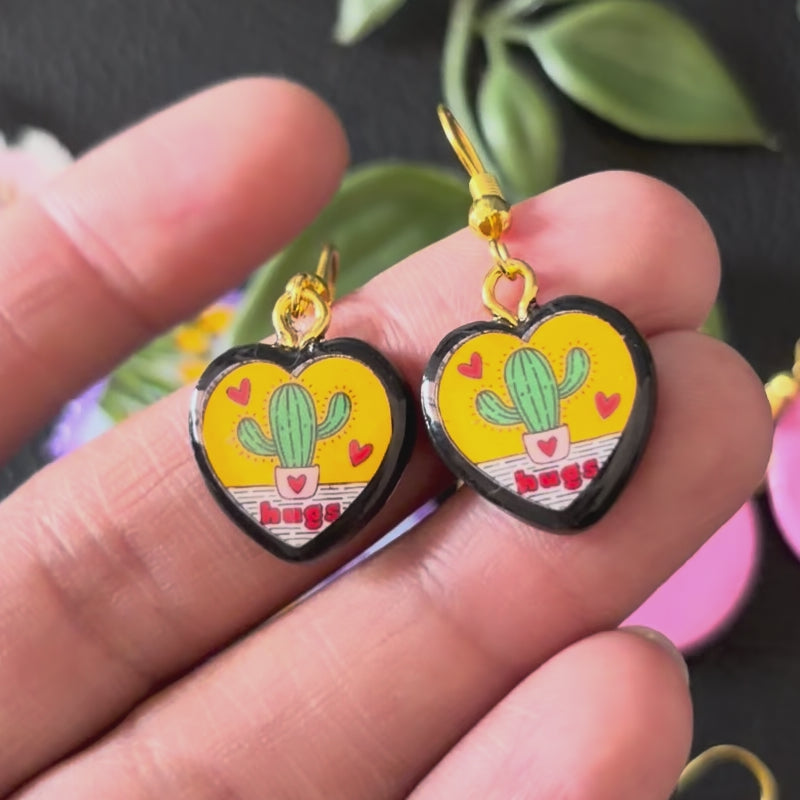 Tiny Cactus Hugs Earrings.