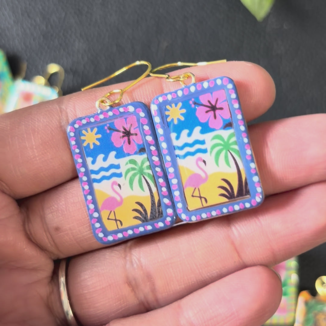 Load video: Tropical Art Earrings