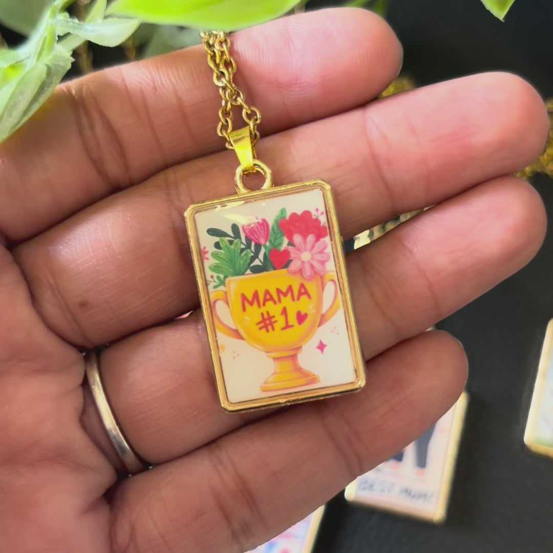Load video: Mama #1 Resin Pendant Necklace