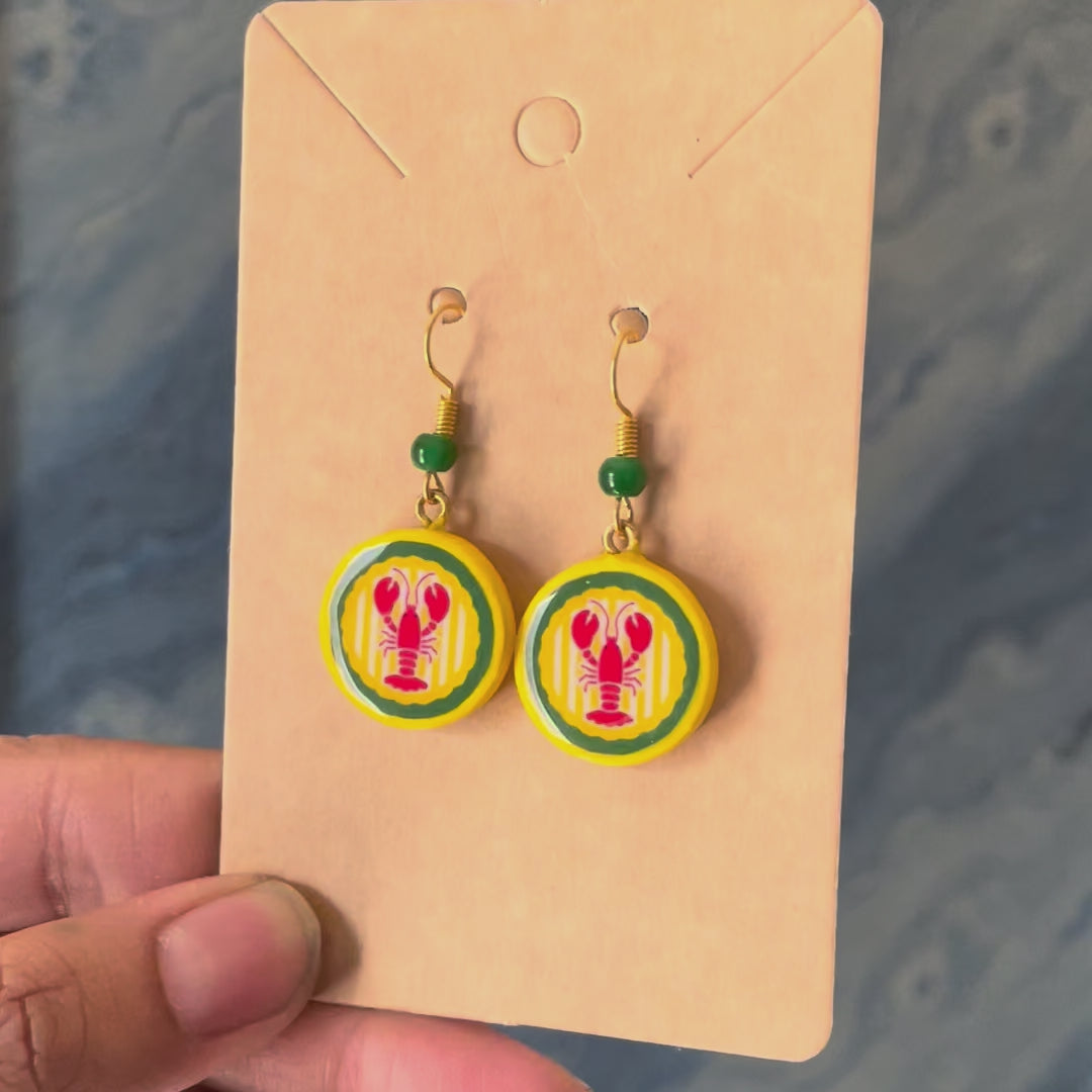 Load video: Lobster Pop Circle Earrings