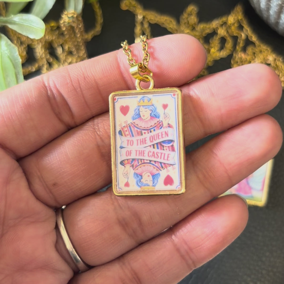 Load video: Queen of the Castle Resin Pendant Necklace