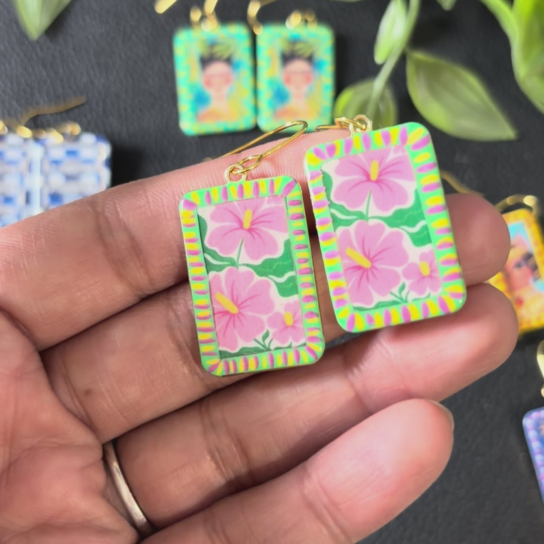 Load video: Floral Art Earrings
