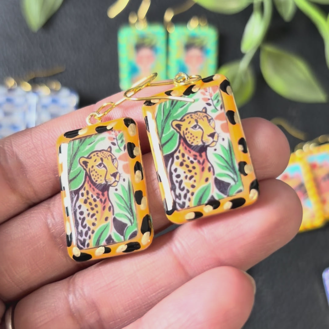 Load video: Leopard Art Earrings