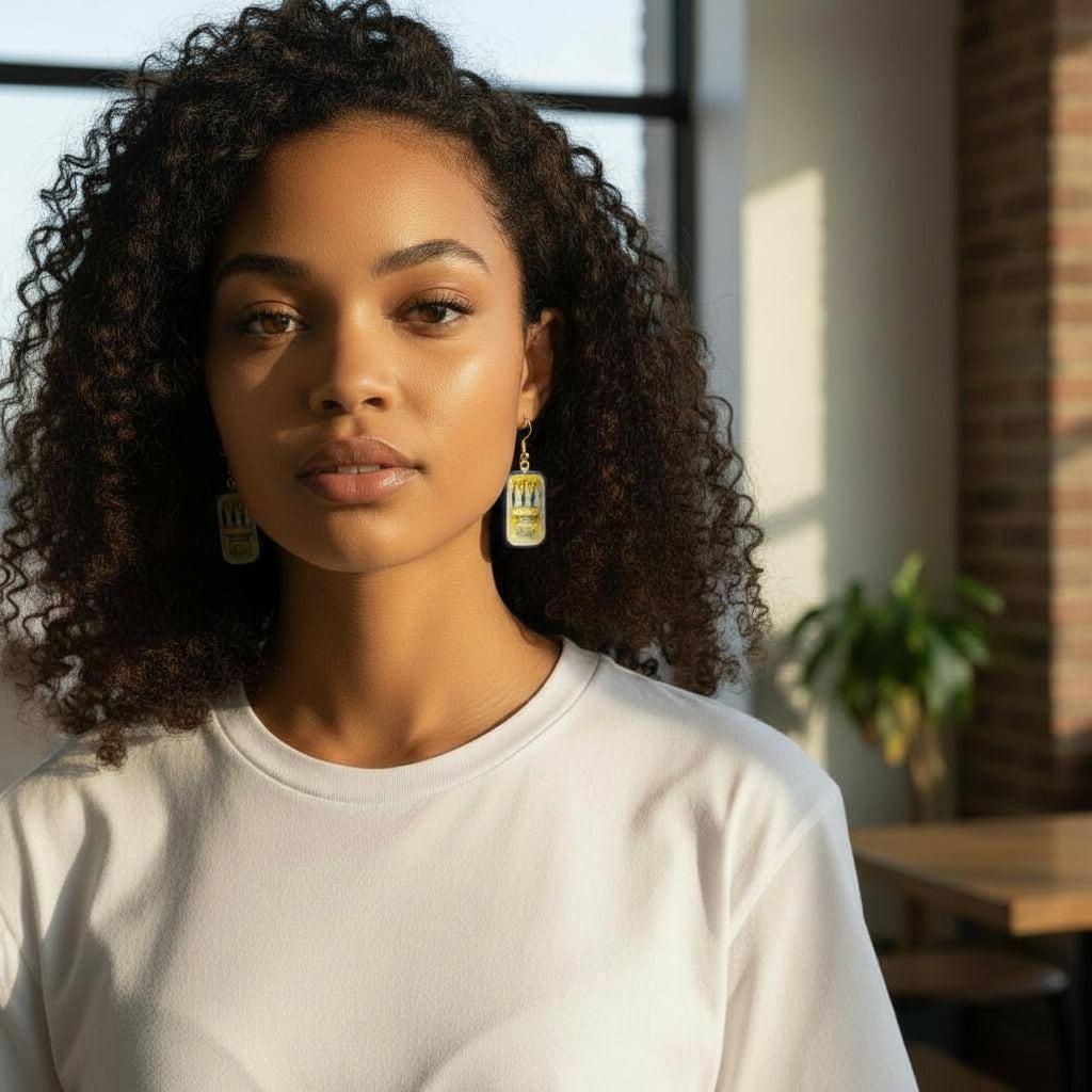 Blue Sardine Charm Dangle Earrings - Quirky Jewellery