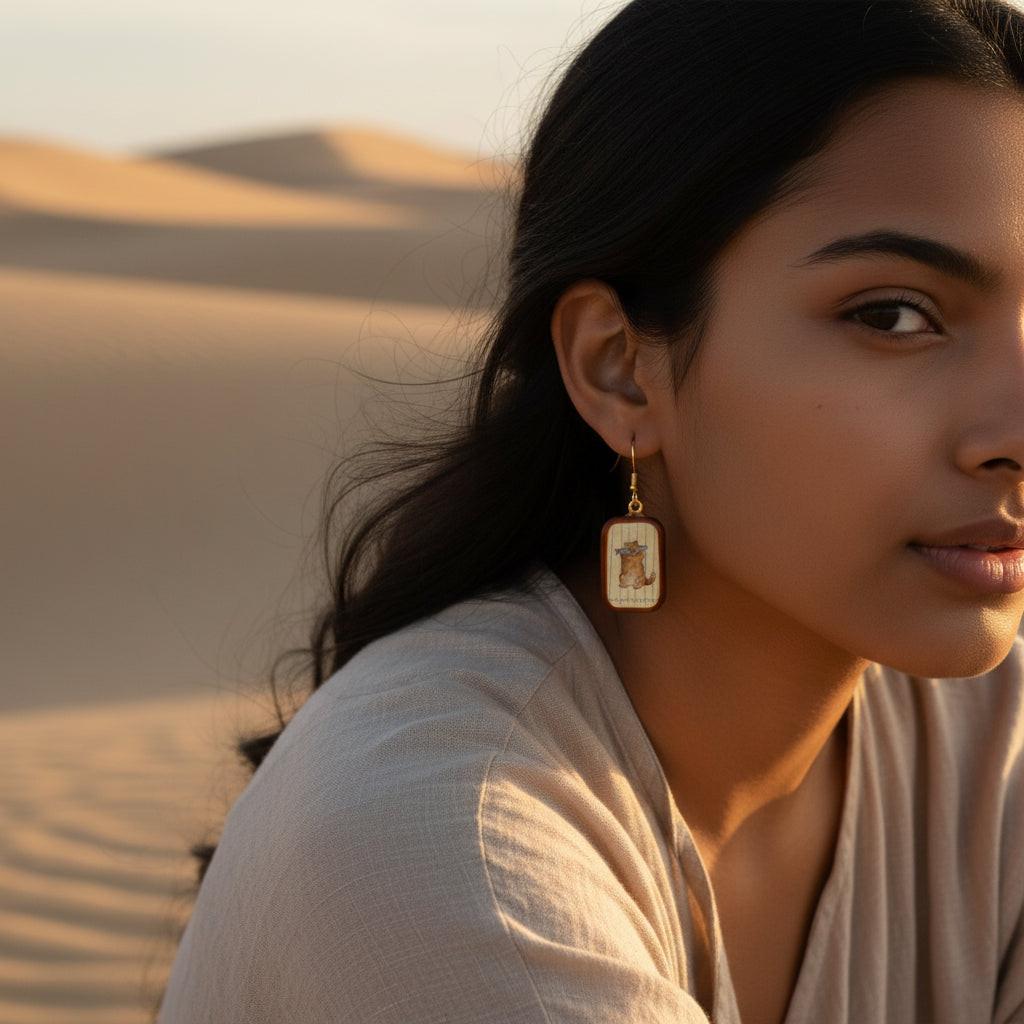 Cat & Fish Charm Dangle Earring - Quirky Jewellery